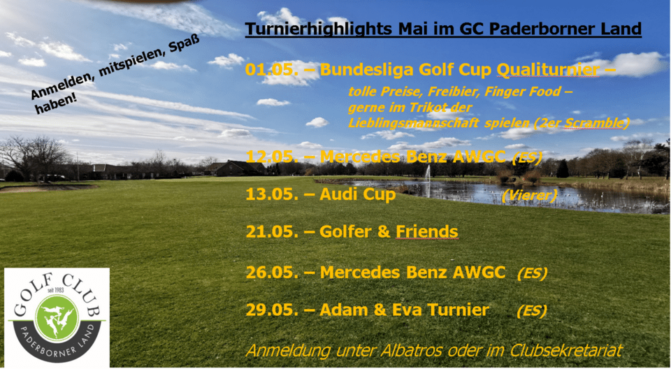 Turniere im Mai im Golf Club Paderborner Land